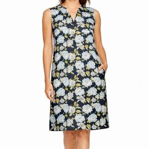 J. Jill Love Linen Shift Dress Women L Floral Sleeveless Pockets Coastal Grandma